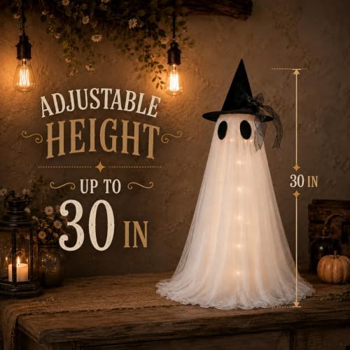 2 Pack Cute Glowing Ghost Decor - Halloween Ghost Decorations - Image 3