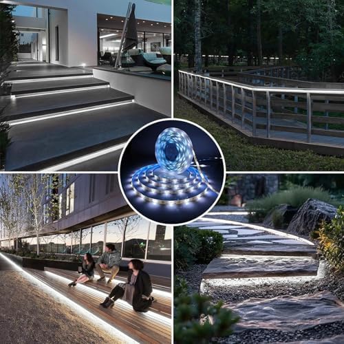 Solar LED Strip Lights Outdoor for Fence, Pathway, Poolside, 6000K 20FT - Image 4