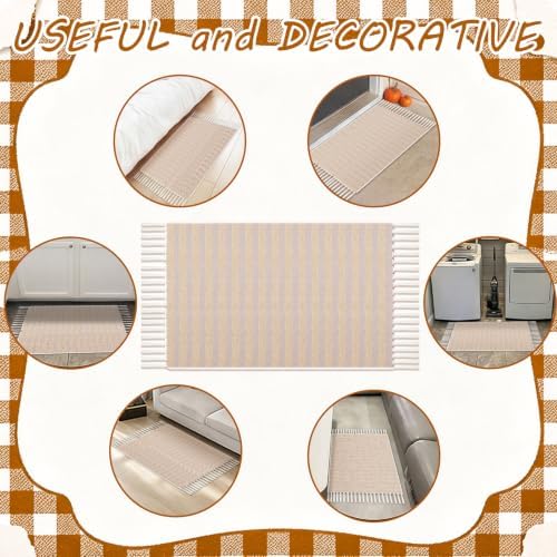 Breling 28" x 43" Fall Outdoor Porch Rug Beige and White Striped Door Mat - Image 3