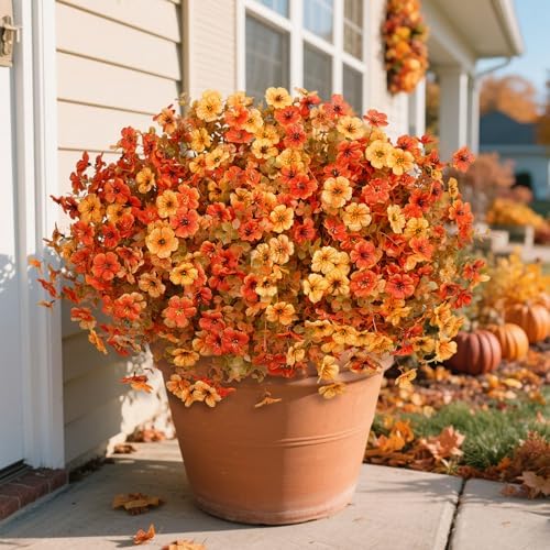 24 Pcs Artificial Fall Flowers Fake Mums for Outdoor Decorations, Mixed - Image 3