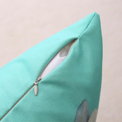 Spring Summer Outdoor Waterproof Pillow Covers 16 x 16 Inch Set of 2 Blue Daisy Flower Decorative Cushion Cases for Sofa Couch Garden Patio - Image 3
