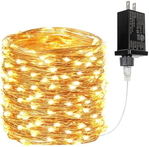 66FT 200 LED Fairy Lights Plug in, 8 Modes Twinkle Lights Warm White by BHCLIGHT