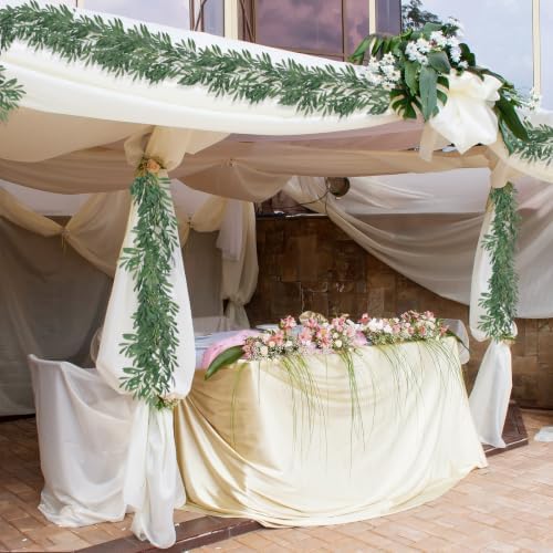 RECUTMS 2Pc Artificial Silk Olive Leaves Vines Garland 6.2Ft Green Rattan - Image 5