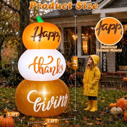Thanksgiving Inflatable Pumpkin Decorations 6ft Fall Blow up Decor - Image 2