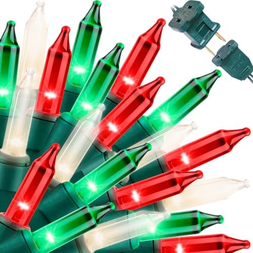 LAMPHOME Super-Bright Extendable Warm White Green red Christmas Lights Decoration 150Lights 31.9ft UL Certified Mini Bulb String Lights for Outdoor Christmas Tree Garden Patio Wedding Decor by ULL
