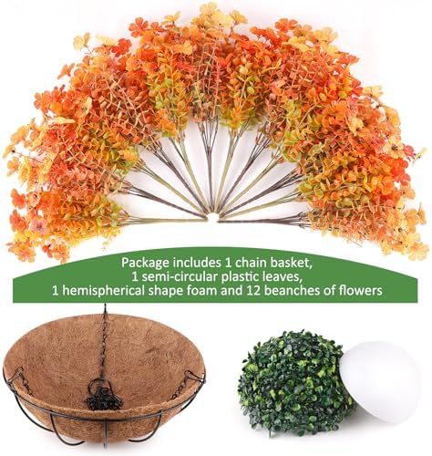 AGIRL Artificial Hanging Flowers with Baskets for Outdoors Fall Decorations - Image 3