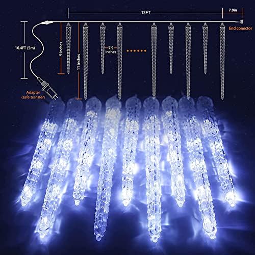 Joomer White Christmas Icicle Lights, 13FT 20 Tubes 90 LED, White - Image 5