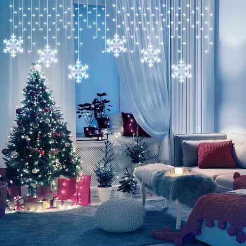 Minetom Snowflake Icicle Lights Outdoor,20FT 200 LED Icicle Christmas Light - Image 6