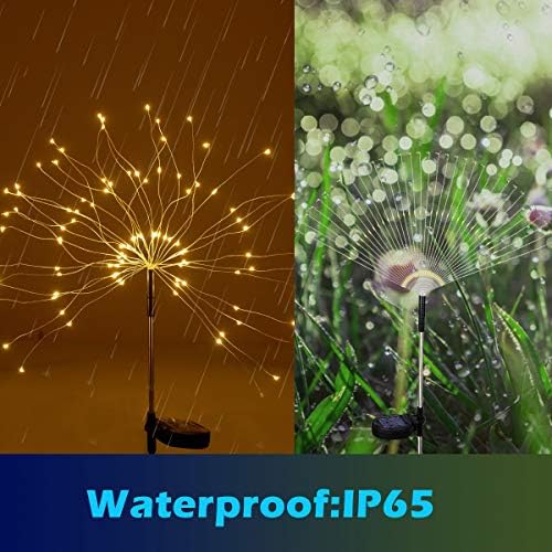 HELESIN 2 Pack Solar Firework Lights Outdoor Garden String Lights, Waterproof DIY Twinkle Fairy Lights for Pathway Walkway Backyard Christmas Party Decor, Warm White - Image 4