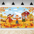 AIBIIN Pumpkin Patch Party Backdrop Fall Thanksgiving Farm Banner Autumn Maple Leaves Pumpkin Bulletin Board Decorations Pumpkin Party Photo Background Wall Decor Supplies 96 x 72 inch by AIBIIN
