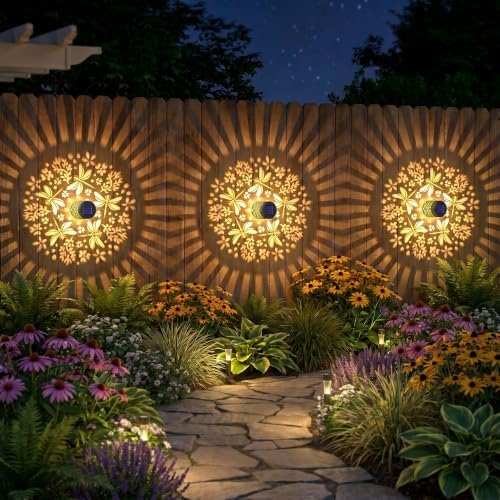 Gardsee Solar Fence Lights 6 Pack Solar Deck Lights Waterproof LED Solar Powered Step Light Wall Lights Outdoor Decorations Warm Yellow Light Decorative Lighting for Garden (Black 8) - Image 6