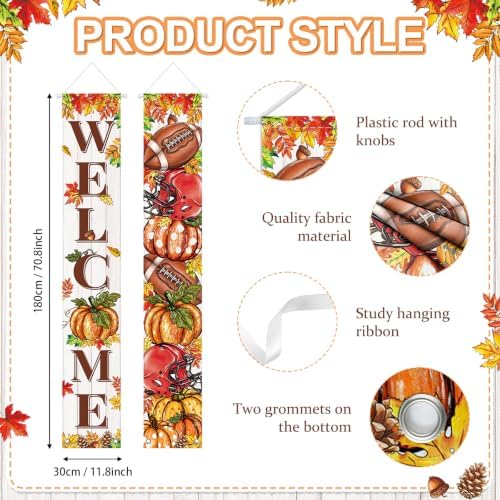 Fall Decorations Football and Fall Y'all Door Banner 2 Pack - Image 2