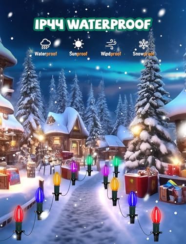 GOOTHY C9 LED Christmas Pathway Lights Outdoor 38Ft 25 LED C9 Multicolor Bulbs Christmas Pathway Stakes Lights, Connectable Outdoor Walkway Lights for Yard Patio Sidewalk Driveway Garden Lawn Decor - Image 4
