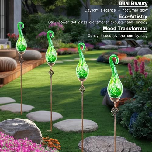 Solar Flame Lights Outdoor, Green Flame Lights Outdoor Decorative Garden Stakes Decor Waterproof Solar Stake Lights for Outside Yard Patio Lawn Porch Cemetery - Image 7