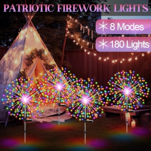 Tujoe 4 Pack Halloween Outdoor Garden Decoration Solar Firework Lights - Image 3