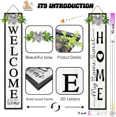 Double-sided Welcome Sign for Front Porch Door, 45"X9", Black - Image 2