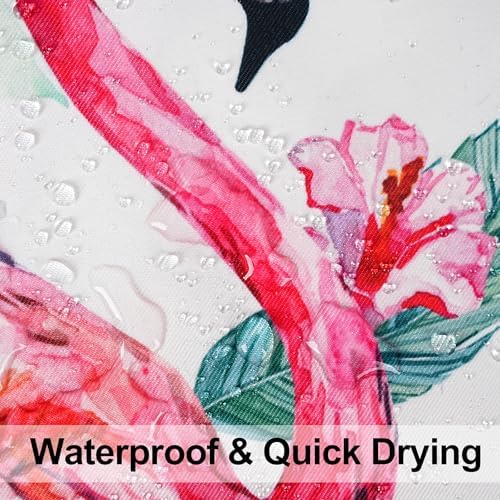 Pyonic Waterproof Outdoor Pillow Covers 18x18 inch Tropical Plant and Flamingo Throw Pillow Covers for Summer Patio Furniture Garden Porch Pool Decor - Image 3