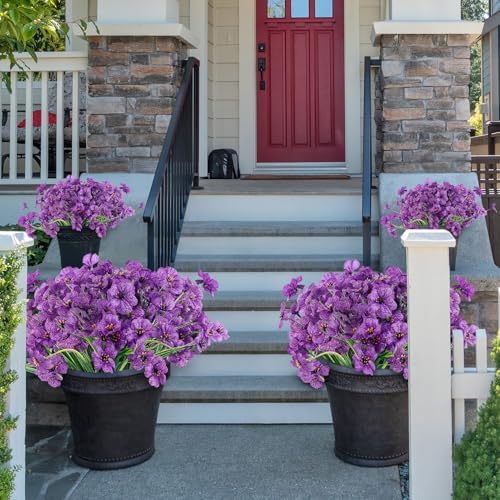 ColoPlay 24Bundles Deep Purple Artificial Flowers for Outdoors, Fake Flower - Image 7