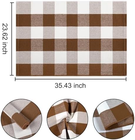 Fall Front Door Mat Outdoor 24"x35"Coffee and White Layered Doormat - Image 2