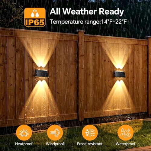 LANSOW Solar Fence Lights Outdoor 16 Pack, Fence Lights Solar Powered Waterproof, 10-Mode Warm/Cool/Neutral White & RGB, Up-Down Led Wall Lights Dusk to Dawn Decor for Yard, Deck, Patio, Pool, Railing - Image 6