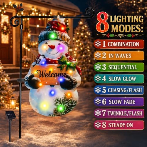 12x18 Lighted Christmas Snowman Garden Flag, Outdoor Decor - Image 5