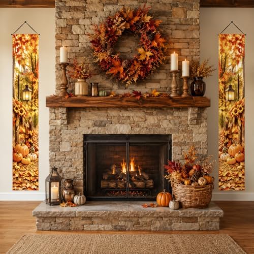 IVN Fall Lantern Porch Banner Pumpkin Harvest Decor 2 Pcs - Image 3