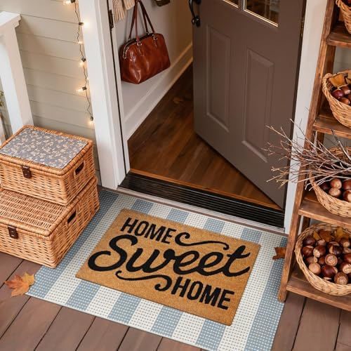 Blue Striped Fall Front Door Mat Outside Entrance 2'x3' Outdoor Rug - Image 2