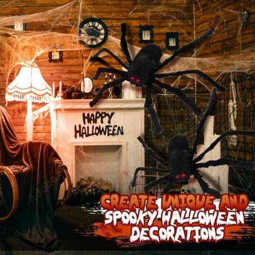 Giant Spider 2.95 Ft, 2 Packs Halloween Decorations Fake Halloween Decor Spiders Large, Furry Spiders for Outdoor Indoor Yard Home Costumes Party Home Décor - Image 5