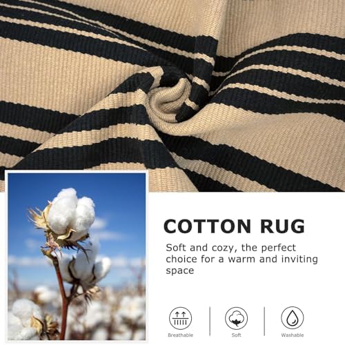 IOHOUZE 2x4.3 Striped Outdoor Door Mat, Washable Front Porch Rug, Black Tan - Image 6