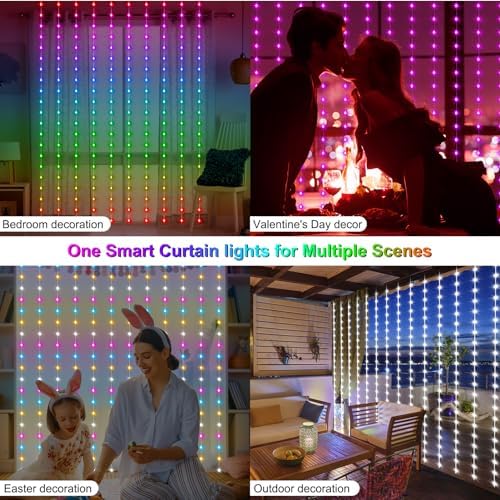 echosari Smart Curtain Lights 6.6 x 9.8Ft 16 Million Colors Changing - Image 5
