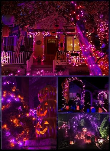 Outdoor Halloween Lights, 39Feet 100 LED Mini Lights with 8 Lighting Modes, Connectable Halloween String Light Plug in for Garden Patio Party Haunted House Ghost Holiday Decoration, Orange & Purple - Image 7