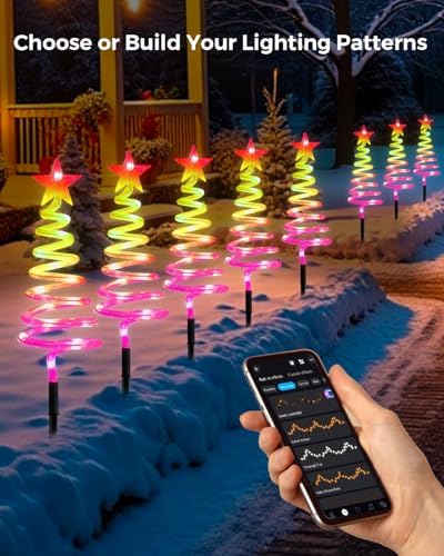 Smart Spiral Christmas Pathway Lights, 16 Mil Color, Timer, App Control, Music Sync, 82 Modes, Christmas Yard Decorations Outdoor, 8 Pack - Image 2