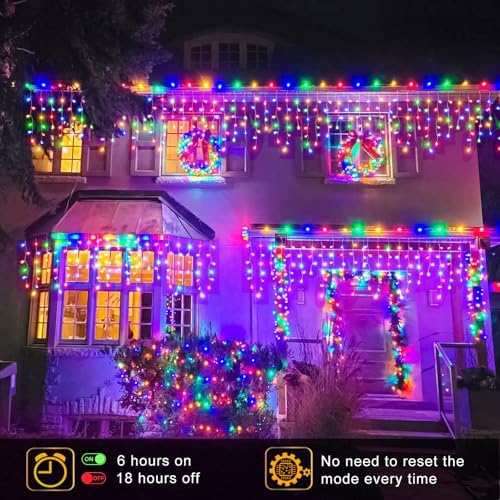66FT 640 LED Icicle Lights for Outside, Multicolor Christmas Lights Outdoor - Image 6