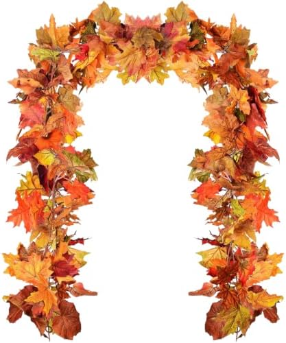 3pack Fall Garland Maple Leaf Garland 5.9Ft/Piece Fall Maple Leaves Garlands Thanksgiving Indoor Home Decor (3 Pcs) by AA+BADBABY