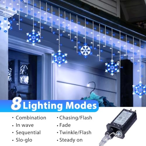 Minetom Icicle Lights Outdoor with Snowflake, 20FT 200 LED Icicle Light - Image 2