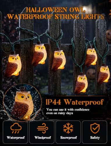 8.5Ft Halloween Owl String Lights, 10LED Halloween Party Decoration Plug-in - Image 3