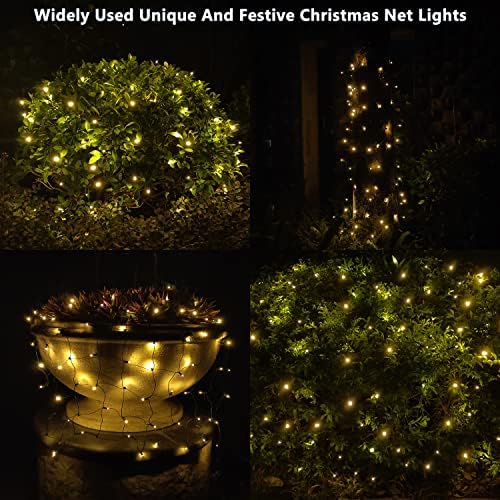 HISHINY LED Christmas Net Lights Outdoor Decorations for Bushes,144LED 6ftx6ft Connectable Green Wire Net Christmas Lights for Outdoor Indoor Yard Mesh Shrub Tree Decor,UL Certified(Warm White) - Image 2