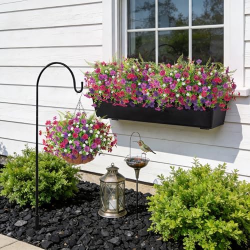 Ammyoo Artificial Flowers for Outdoors Spring Decoration, 12 Bundles Fake Flower Daisy with Realistic Eucalyptus Leaves, Faux Plants for Greenery Boxwood Porch Patio Garden Pot Lawn - Image 6
