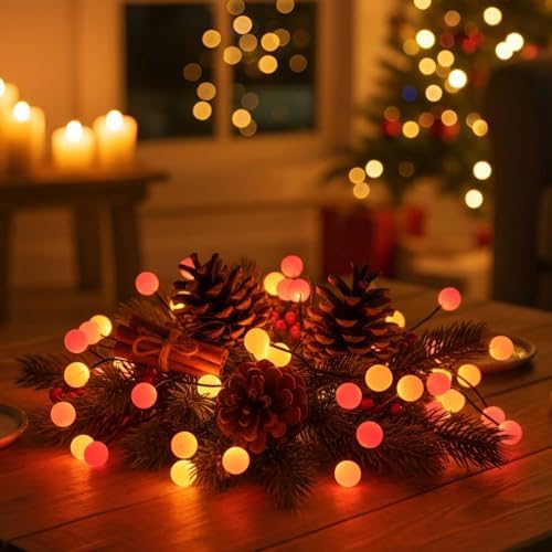 QBIS Battery Powered Halloween Lights, 40 Berry Lights, Orange Yellow Red by QbisChristmasLights