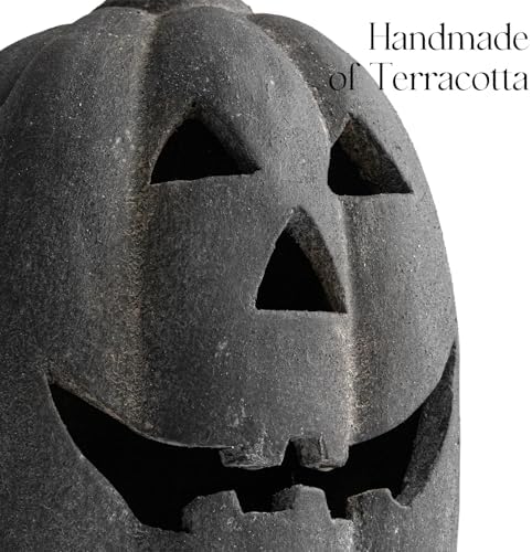 Halloween Decorations Outdoor - Black Handmade Terracotta Jack O Lantern - Image 3