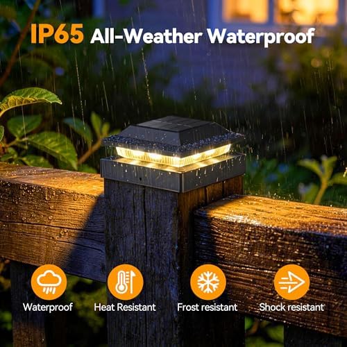 Solar Post Cap Lights for 4x4 Wood/Vinyl Posts, 12 Pack - Image 6