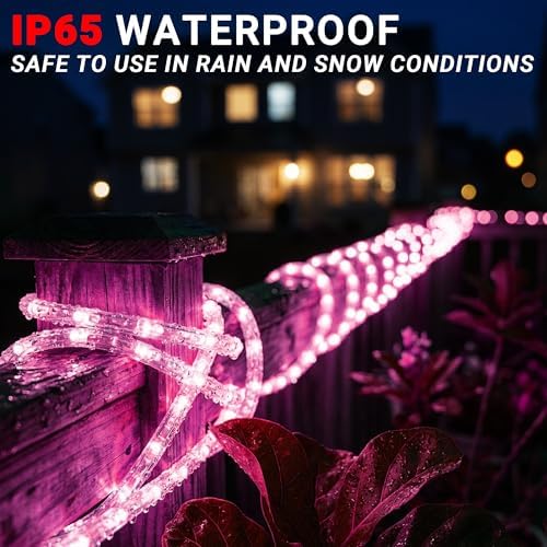 50ft Rope Lights For Outside,Connectable & Flexible Tube Lights with 8 Modes Controller, Waterproof Pink LED Rope Lighting for Deck,Garden,Pool,Patio,Bedroom,Party,Indoor & Outdoor Landscape Lighting - Image 5