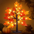 1.5FT Lighted Fall Maple Tree - Thanksgiving Tabletop Lamp Decor with 36 LED Lights, Maple Leaves, 6 Acorns, 6-Hours Timer Function, Battery Operated Fall Artificial Tree for Indoor Home Bedroom by Remon