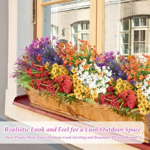 18 Bundles Realistic Artificial Flowers Bulk for Outdoors, UV-Resistant - Image 5