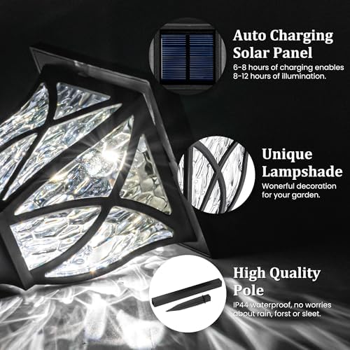 GIGALUMI 6 Pack Solar Lights Outdoor Waterproof, LED Solar Garden Lights - Image 4