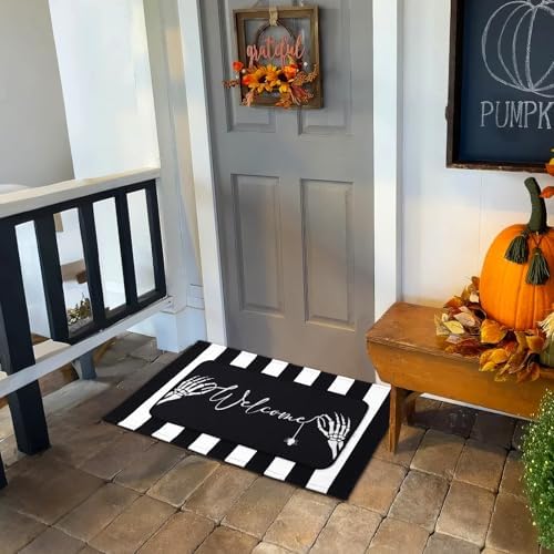 Tinideya 2 Pcs Halloween Door Mats Outdoor Layered Skull Welcome Mat - Image 6