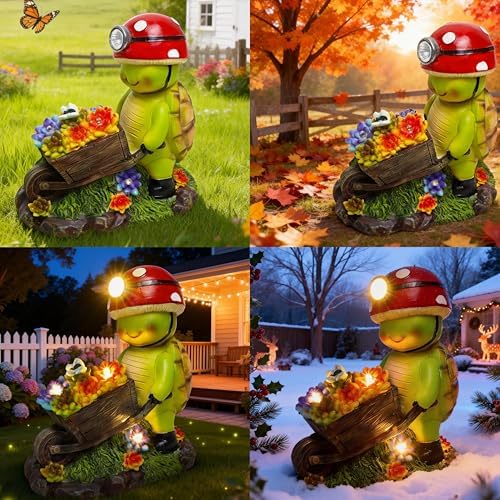 SunGlee Solar Light Turtle Outdoor Garden, Turtle Solar Light for Outdoors Yard Patio Decor 4 LED Sun Powered Outsides Turtles Decor Light Up Garden Statue Gardening Gift for Women Mother Decoration - Image 3