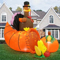 Inflatable Turkey Yard Decorations Thanksgiving Inflatables, 7FT Long Giant Blow up Turkey on Cornucopia with Built-in LED Rotating Lights, for Fall Lawn Party Holiday Decorations Outdoor by Ozyalo