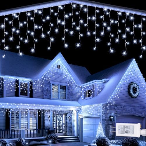Lomotech Christmas Icicle Lights - 65Ft Christmas Lights,White by Lomotech