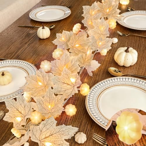 3D Pumpkin Lights & 40 LED 2 Pack Fall Garland Fall Decor Total 13FT by TURNMEON